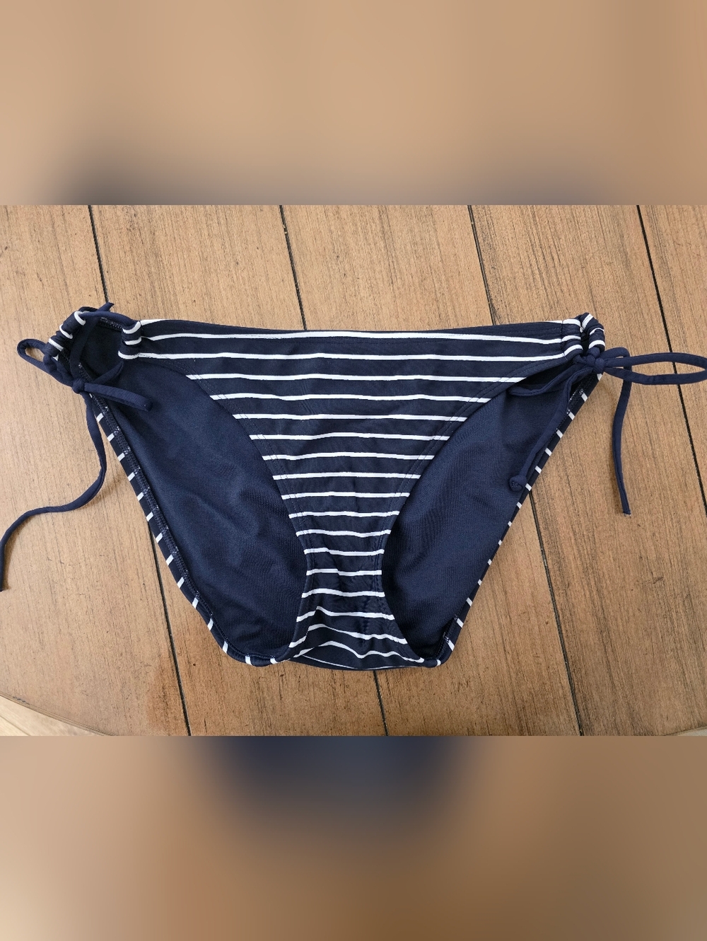 ATHLETA Not So String Navy Stripe Bikini Bottoms ** Medium **